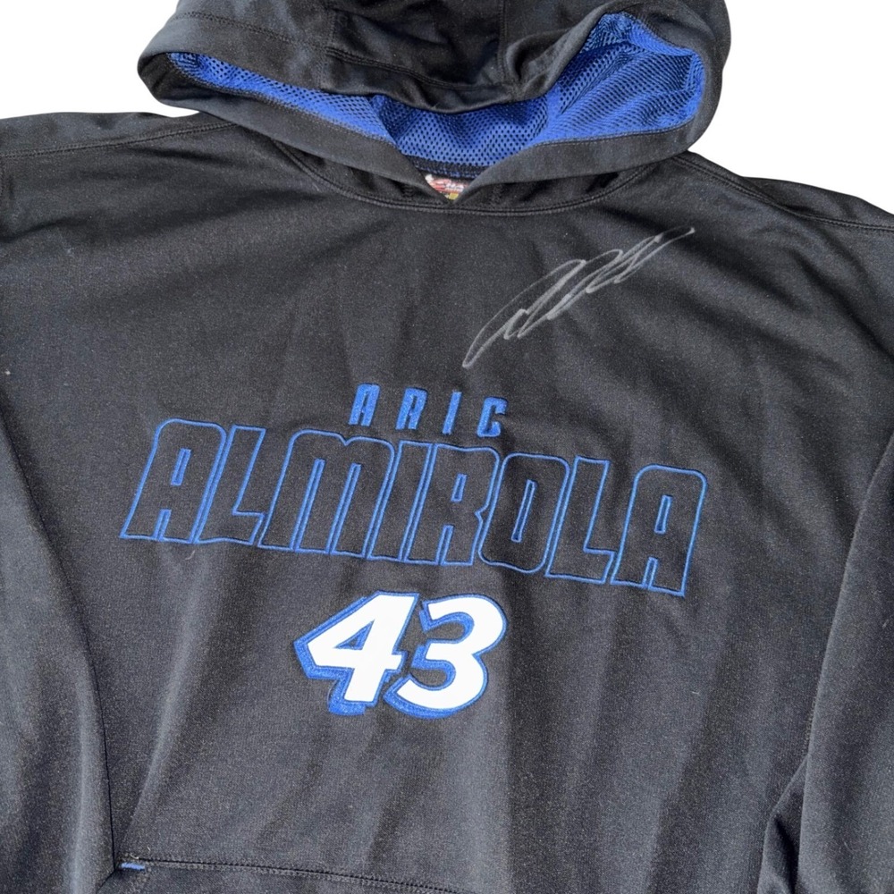Aric Almirola Signed NASCAR Hoodie Large Black Chase Authentics 43 Richard Petty